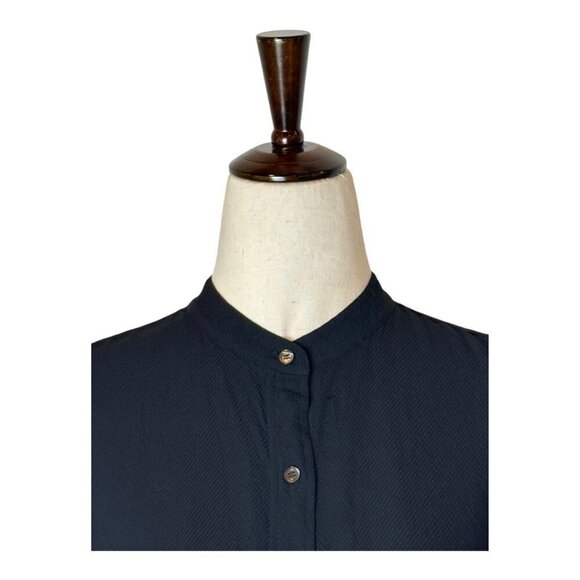 Helmut Lang Shirt Women Small Black Jacquard Split Back Knot Button Front Top - Picture 4 of 10